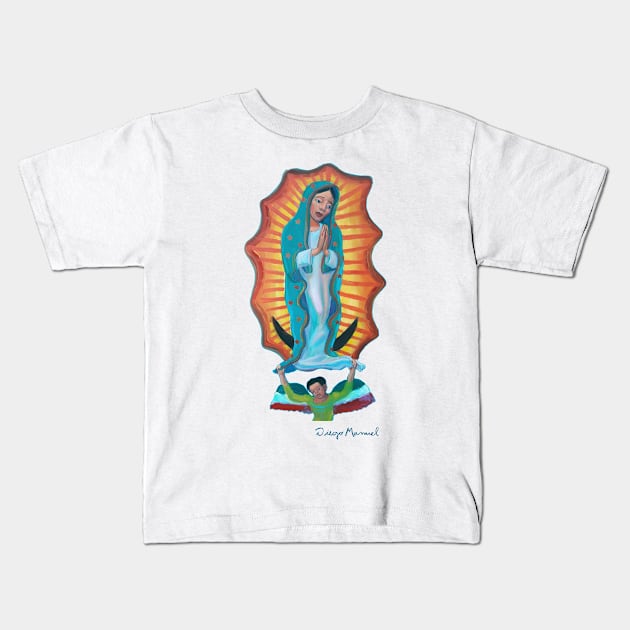 Virgin of Guadalupe 2 by Diego Manuel Kids T-Shirt by diegomanuel